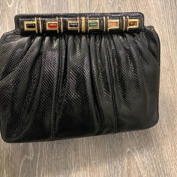 Judith Leiber Handbags - Vintage Judith Leiber Jeweled Snakeskin Clutch